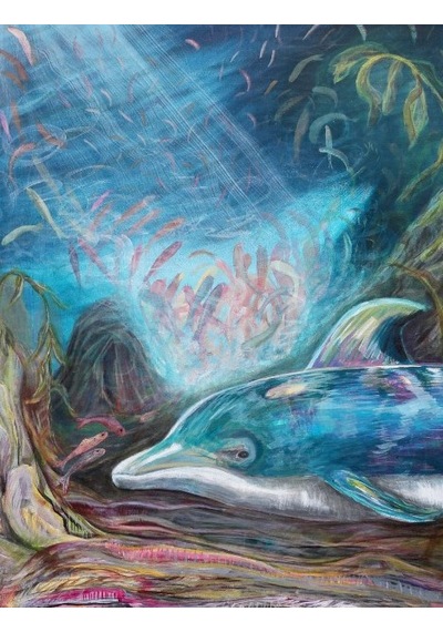 Talha Mecitoğlu - Deniz Altı Ekspresif Akrilik Tablo 70x100 Cm El Yapımı