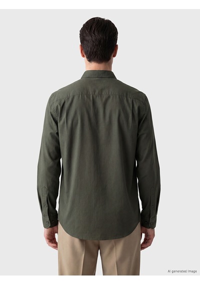 Lcwaıkıkı Classic Haki Regular Fit Gabardin Erkek Gömlek