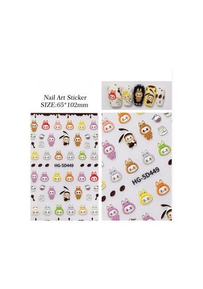 Lexroo Tırnak Sanatı Sticker Tavşan Karikatür Nail Art 65x102mm