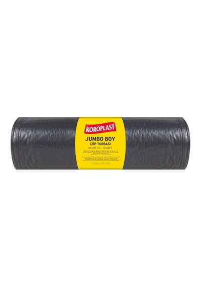 Koroplast Ekonomik Sanayi Jumbo Çöp Torbası Siyah 10'lu 80x110 Cm, Yırtılmaz & Sızdırmaz, Kalın, Çift Kat, Geri Çok Renkli
