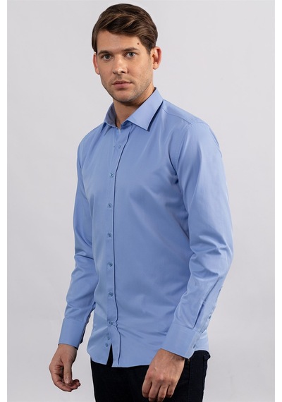 Tudors Modern Slim Fit Uzun Kol Düz Erkek Gömlek-23976 Mavi Tudors Modern Slim Fit Uzun Kol Düz Erkek Gömlek-23976 Mavi