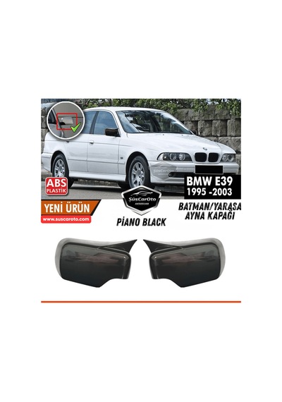 Bmw 5 Serisi E39 1995-2004 Uyumlu Batman Yarasa Ayna Kapağı Piano Black Abs Plastik Sağ Sol Takım 00 Şüscaroto Aksesuar