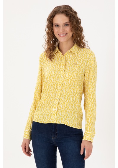 U.s. Polo Assn. Kadın Koyu Sarı Gömlek Desenli 50291102-vr094 Koyu Sarı