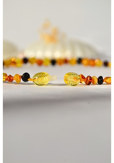 Kehribar Kolye Doğaltaş Çocuk 34cm Turuncu Amber