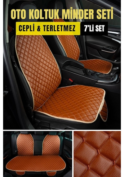 Deri-vinil Oto Minder Seti Taba 7 Parça