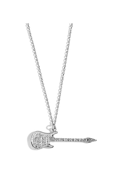 14 Ayar Altın Kaplama Elektro Gitar Figürlü Gümüş Kolye - Cn00490