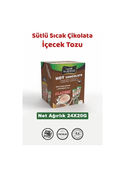Aladeeb Sütlü Sıcak Çikolata İçecek Tozu 24 x 20 G