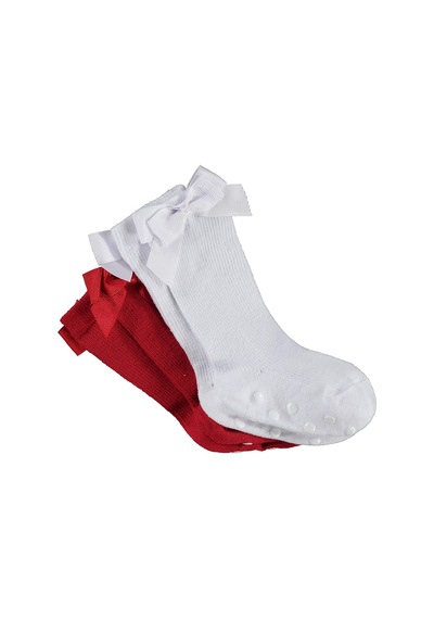 Civil Baby Fiyonk Aksesuarlı Kaydırmaz 2'li 6- Bebek Kız Çorap Set - Standart