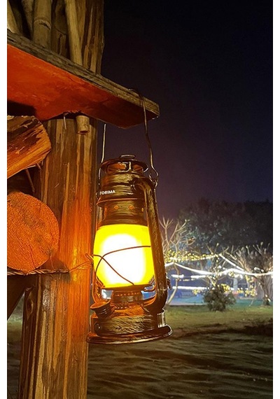 Lw-41 Koyu Ahşap Nostaljik Retro Şarjlı Led Gaz Lambası Görünümlü Gece Lambası Kahverengi