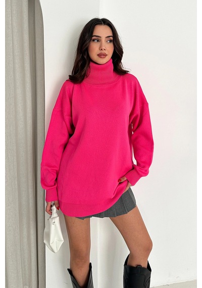 Asprin Fashion Degaje Yaka Triko Bluz Beyaz Pembe + Hediye Kolye Pembe