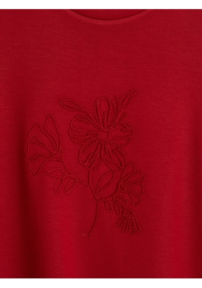 Lcw Comfort Kırmızı Nakışlı Soft Touch Kadın Sweatshirt