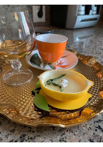 Limon Motifli Kahve Sunumluk Limon Tatlısı Sunumluğu Altlığı 2'li Sarı