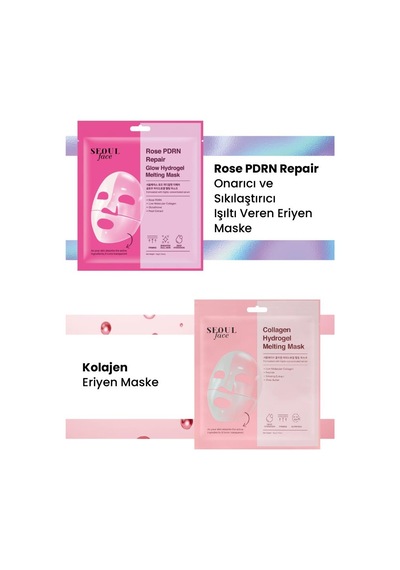 Dermal Seoul Face Gül Rose Pdrn Onarıcı Glow Hidrojel Maske Ve Kolajen Eriyen Maske