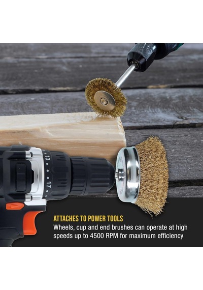 Kyrotech 5 Parça Matkap Tel Fırça Seti, Pirinç Tel Fırça Uçları, Pas Temizleme, Metal Yüzey Temizleme, 4500 Rpm Dayanıklı, Matkap Ve Havalı Alet Uyumlu