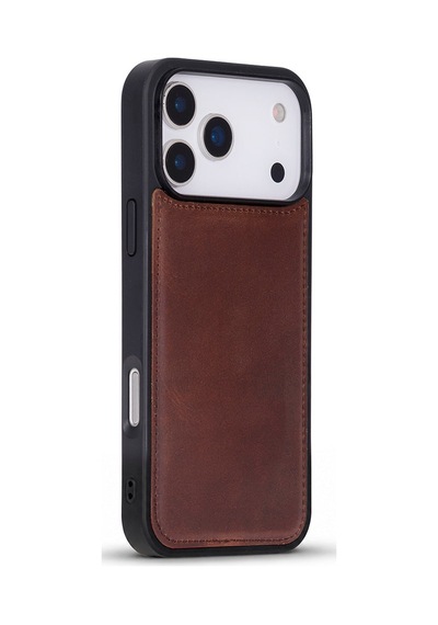Bloomcase Mono Saddle Heritage Apple iPhone Uyumlu 17 Pro Max/ 18 Pro Max 6.9" Hakiki Deri Magsafe Kılıf Kahverengi