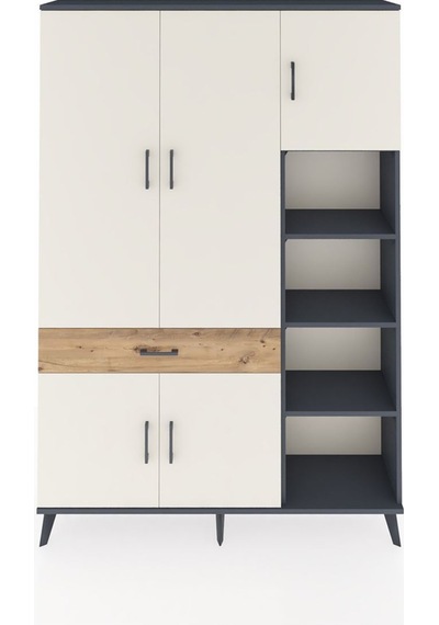 Arges Dolap 10 Raflı Tek Çekmeceli 5 Kapaklı 132x30x195 Antrasit-aytaşı/çam Aytası/atlas Çam Arges Dolap 10 Raflı Tek Çekmeceli 5 Kapaklı 132x30x195 Antrasit-aytaşı/çam Aytası/atlas Çam