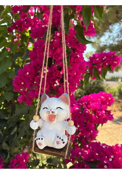 Sallanan Kedi Polyester Duvar Balkon Bahçe Süsü 5 Farklı Renk 01