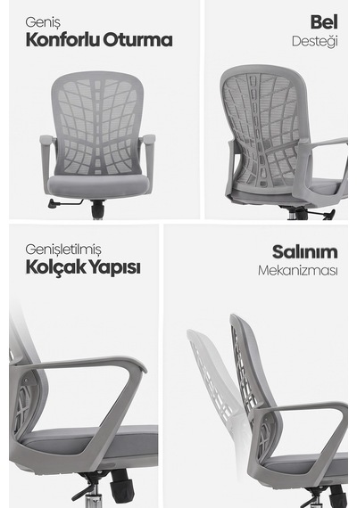 Tiran 3. Nesil Sekreter Koltuğu - Gri Tiran 3. Nesil Sekreter Koltuğu - Gri