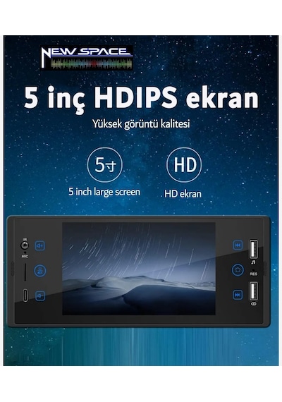 150-mp5 5 İnç İps Ekran-yeni Model-mırror Lınk-usb-aux-bluetooth-