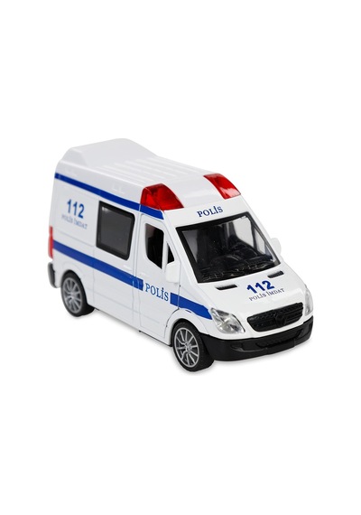 Metal 1:32 Ölçek Işıklı Sesli Çek Bırak Polis Arabası Beyaz