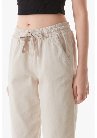 Fullamoda Yüksek Bel Beli Lastikli Pantolon- Taba 24YGB7114202670-Bej