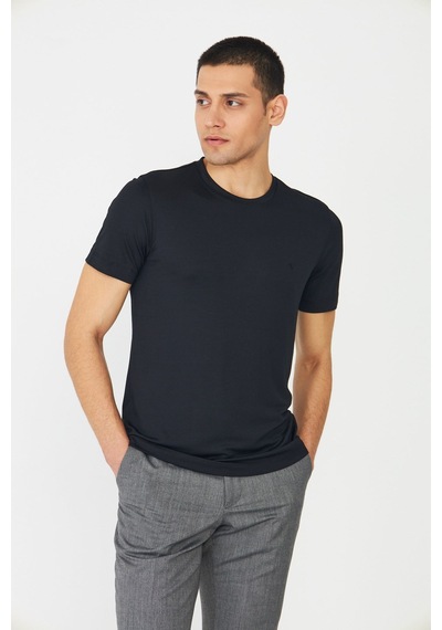 Siyah Bisiklet Yaka Basic T-shirt Siyah