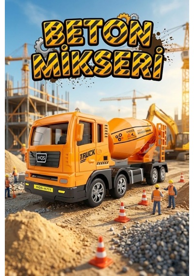 Sarı Sürtmeli Oyuncak Beton Mikseri İnşaat Kamyonu 17 Cm - Eğitici Büyük Boy Erkek Çocuk Hediyesi