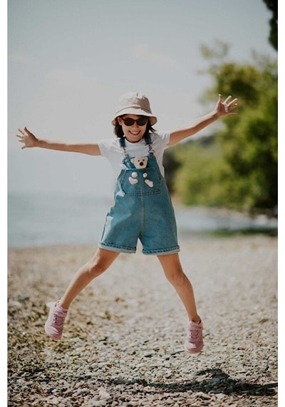 Stella Butik Ayıcıklı Unisex Çocuk Bayramlık Salopet Denim