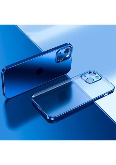 Apple Uyumlu iPhone 13 Mini Renkli Kenar Seffaf Kilif Kamera Korumali Silikon 209650112 - Renk / Mor