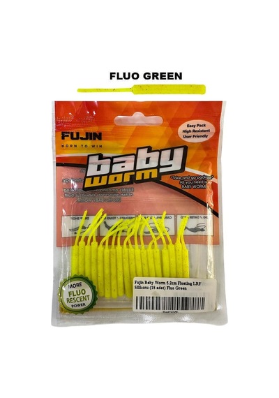 Fujin Baby Worm 5.2cm Floating Lrf Silikonu 18 Adet Fluo Green