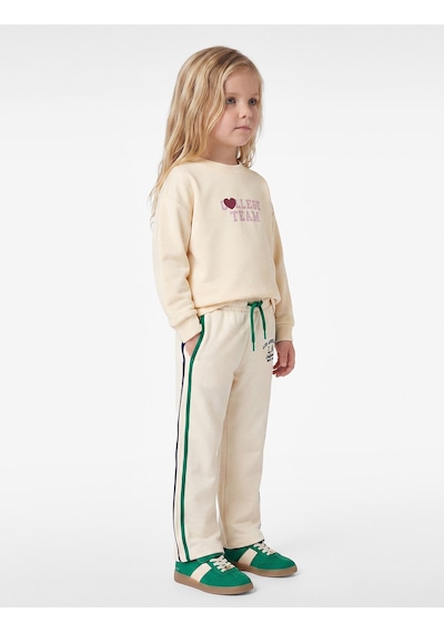 Koton Viskon Karışımlı Bisiklet Yaka Uzun Kollu Baskılı Sweatshirt Bej 7wmg10105ak Ekru