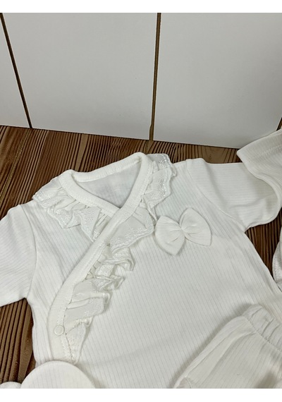 Zıpır Bebe 5li Kız Bebek Set Beyaz