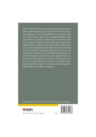 Ağustosta Tatil -  Cesare Pavese - Can Yayınları