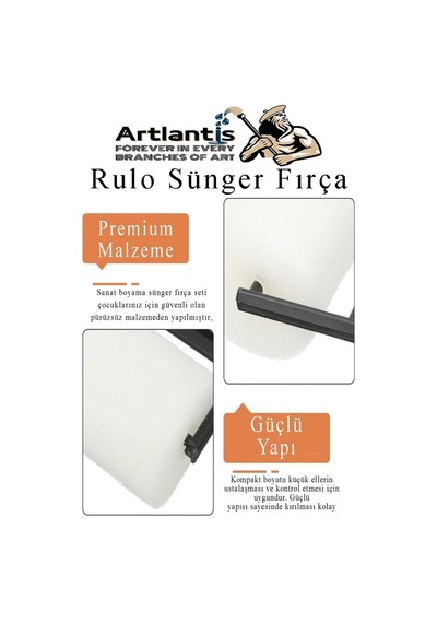 Sünger Rulo Fırça 6 Lı 1 Paket Siyah Plastik Saplı Boyama Süngeri Sanatsal Sünger Boya Fırçası