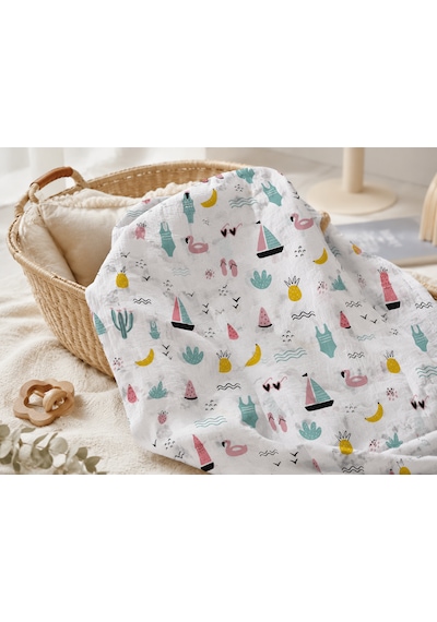 Minora Baby&Kids %100 Pamuk Müslin Bebek Örtüsü Çok Amaçlı Müslin Battaniye - 100 X 100 CM Çok Renkli