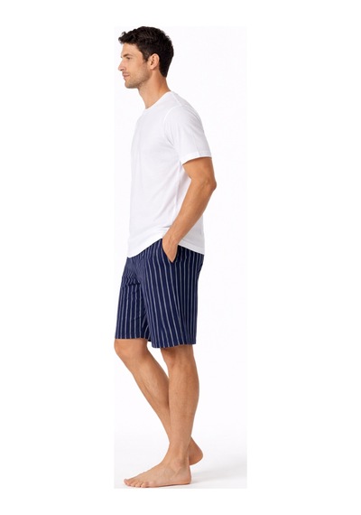 Jiber %50 Modal %50 Pamuk Bisiklet Yaka Erkek Kısa Kollu Şortlu Pijama Takım 15321 Beyaz