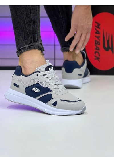 Mayback Erkek Günlük Ortopedik Sneaker Spor Ayakkabı Gri - Lacivert