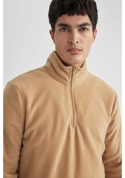 Defacto Regular Fit Yarım Fermuarlı Sweatshirt B7846axnsbg749 Bej