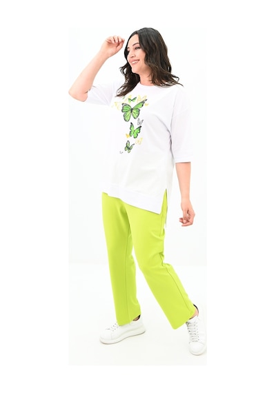 Kadın Büyük Beden Kelebek Baskı Detaylı T-shirt Takım 8114-25 001