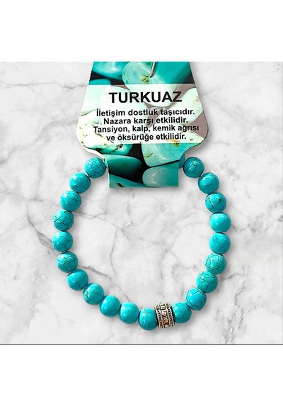 Hakiki Turkuaz Firuze Doğal Taş Bileklik Özel Kutulu Şans Bilekliği Turkuaz