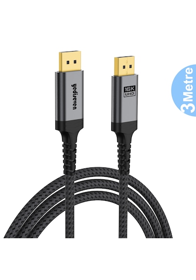 Displayport To Displayport Dp 2.1 Görüntü Aktarma Kablosu 3 Metre