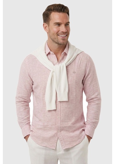 Rizzup Pembe Slim Fit Çizgili %100 Pamuk Erkek Gömlek Nefes Alan Şık Günlük Gömlek 2602626