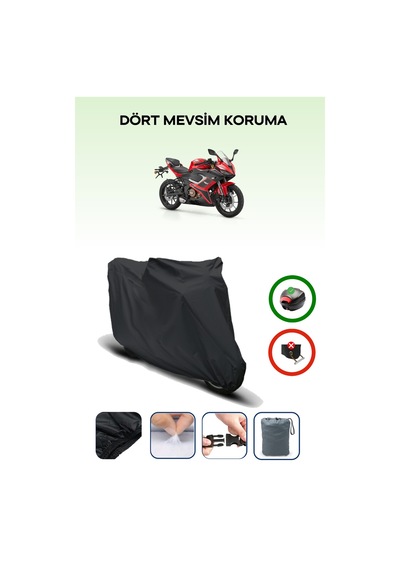 Siyah Arka Çanta Uyumlu Rks Srk250 Rs Uyumlu Motosiklet Brandası Motor Örtüsü