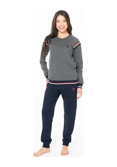 U.S. Polo Assn. Kadın Pamuklu Lisanslı Pijama Takımı 20118 Antrasit Melanj