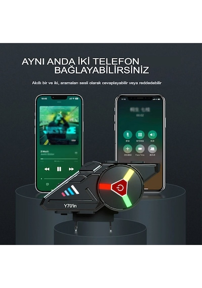 Tek Bağlantı Bluetooth 5.3 Motosiklet Kask Kulaklık Rgb Işık 1.000 Mah Su Geçirmez Ses Asistan