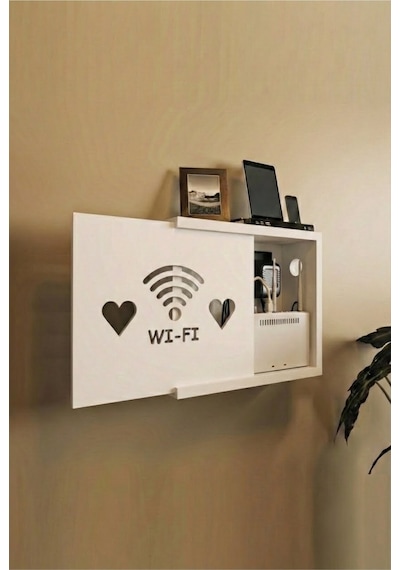 Wifi-modem Kalpli Kapak Saklama Kutusu Bilgisayar Kablo Priz Beyaz