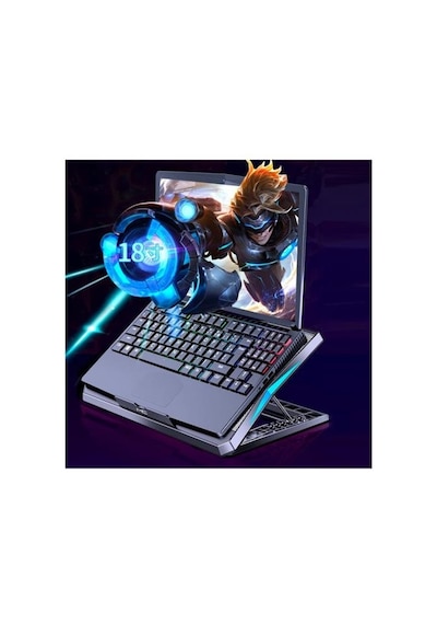 Coofbe Led Işıklı Ultra Sessiz 6 Adet Soğutma Fanlı Laptop Soğutucu Yükseklik Ayarlı Laptop Standı