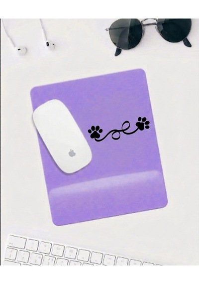 Mor Gradient Bilek Destekli Mousepad Sevimli Pati Desenli Ergonomik Mouse Pad