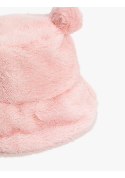 Koton Peluş Bucket Şapka Ponpon Detaylı Pembe 4wkg40001aa Gülkurusu
