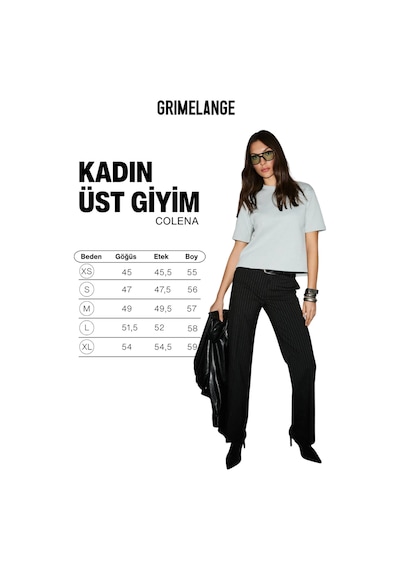 Grımelange Colena Kadın Organik Pamuklu Bisiklet Yaka Oversize Fit Kısa Kollu Gri T-shirt Gri